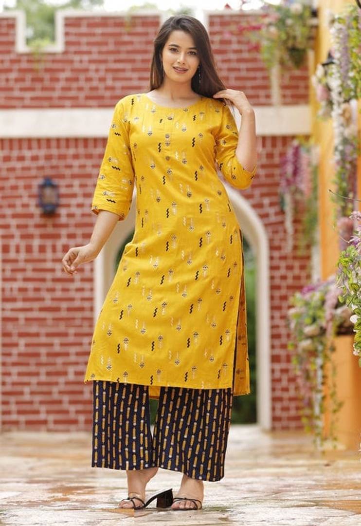 Women Rayon Kurta With Palazzo Set